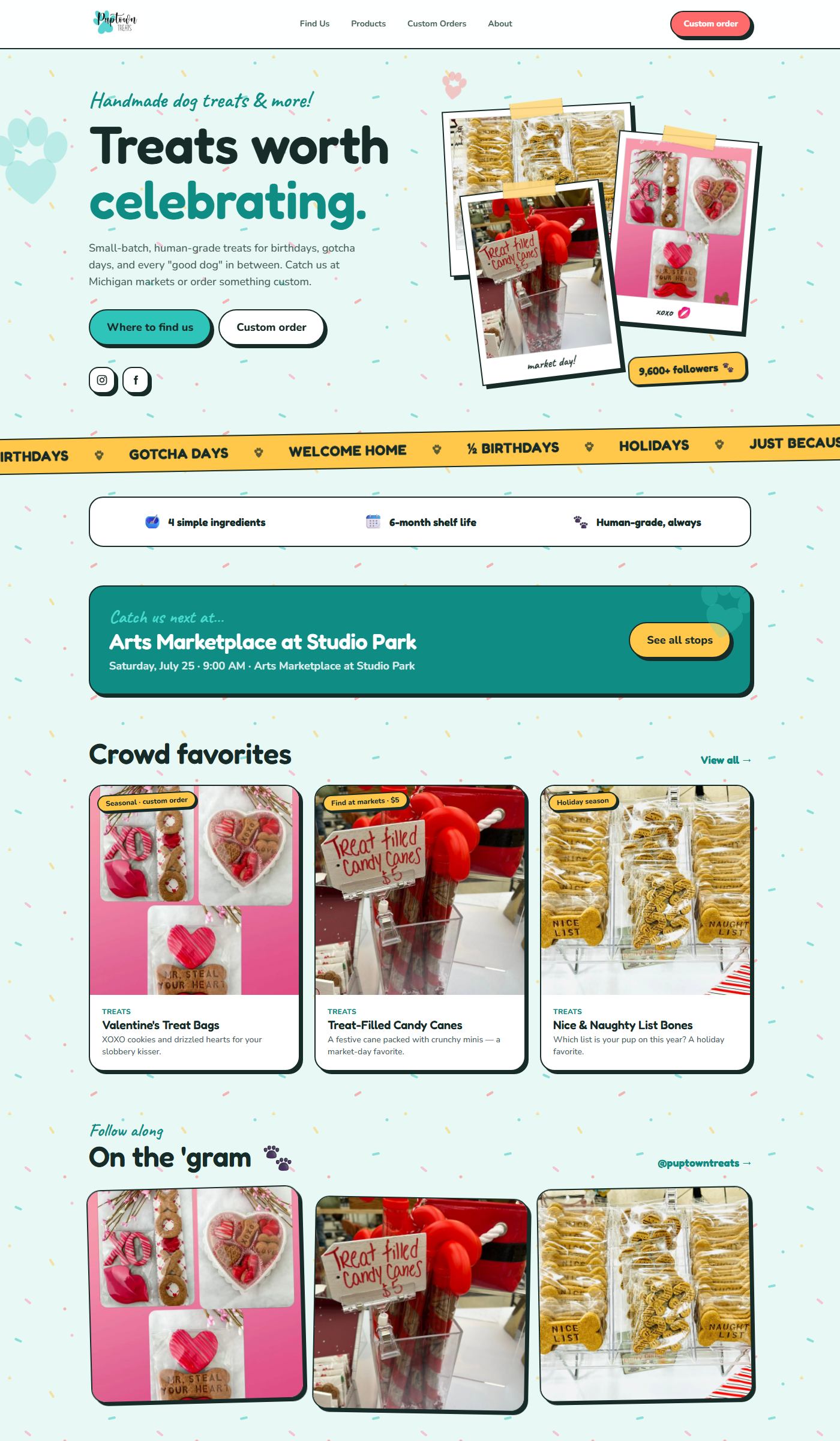 Puptown Treats — website screenshot
